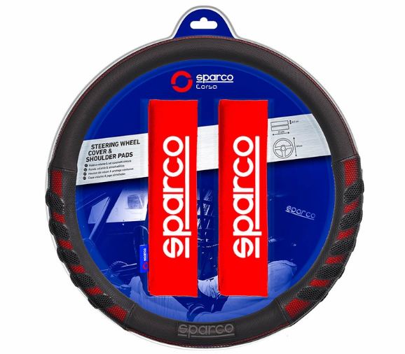 Sparco Steering Wheel Cover And Shoulder Pads (Black And Red) SPS107RD