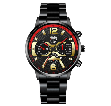 Full Steel Men's Quartz Business Wacthes Mens Stainless Steel Calendar Analog Wrist Watch Relo Ng Kalalakihan STEEL BLACK RED