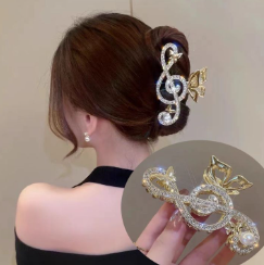 2023 Rhinestone Note Clip Back Head Hair Clip Summer Hair Clip Female Shark Clip