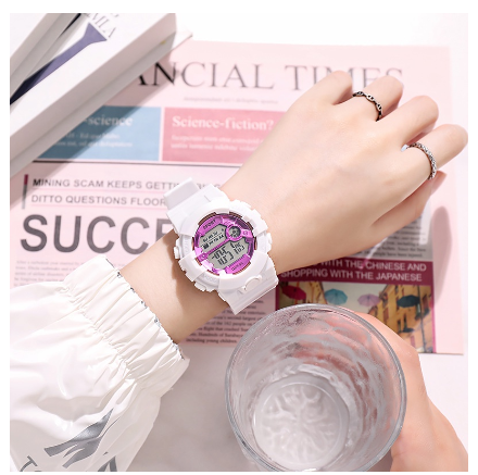 Original Luxury Fashion Men Women Watch Simple Waterproof Shock-resistant Luminous Silicone Watch WHITE PURPLE