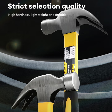 Deli 8oz Heavy Duty Claw Hammer Carbon Steel Hammer Fiberglass Handle EDL5001