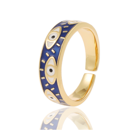 Turkish Evil Eye Adjustable Rings Colorful Enamel Dripping Oil For Women Jewelry Gifts BB