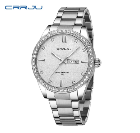 CRRJU Original Brand Men's Watch Luminous Fashion Business Sports Gift Quartz Stainless Steel Waterproof 5008 002