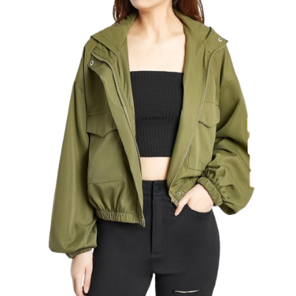 Lovito Women Zipper Pocket Button Hooded Jacket L45ld009 (Army Green)