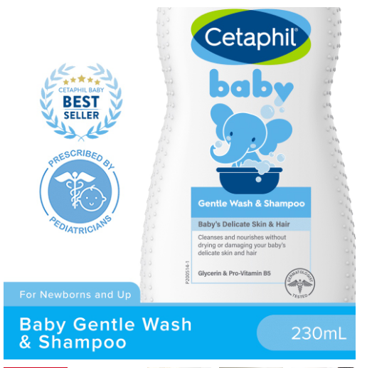 Cetaphil Baby Gentle Wash & Shampoo 230ml (Cleansing Hypoallergenic / with Glycerin and Panthenol)