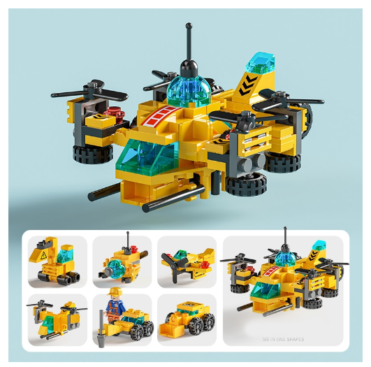 City Series 6 IN 1 SWAT Engineering Vehicle Educational Toy Model Block Toys Boy Children's Day Gift B34