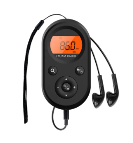 Mini FM/AM Radio Portable Pocket 76-108MHZ Rechargeable Radio Receiver with LCD Display Backlight Lanyard Design