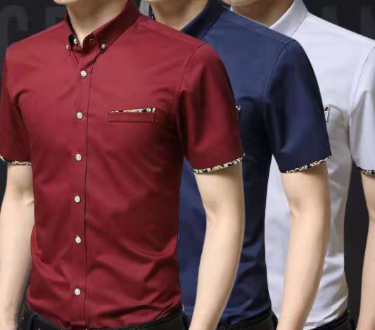 Men Thin Summer Short-sleeved Shirt Slim Business Casual Work Shirt