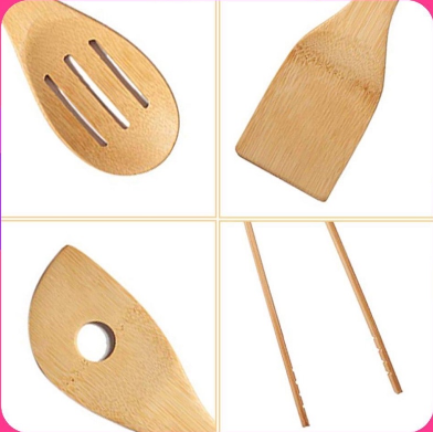 8 in 1 Eco Friendly-Bamboo Kitchen Utensil Set Tool Kitchenware (Bamboo Utensil Holder Included)