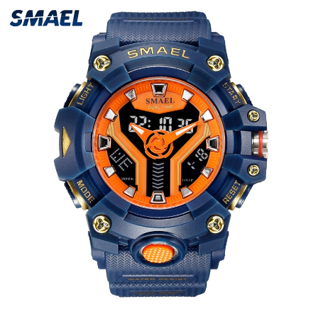 SMAEL Men Watch Top Fashion Sport Brand Casual Chrono Calendar LED Digital Men's Watches Male Military Waterproof 8075 01