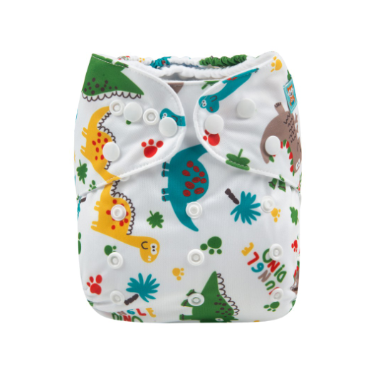 Alva Baby Cloth Diapers 1Set With Bamboo Charcoal Insert Printed Washable Diapers Cloth Diaper Pocket Nappy D34