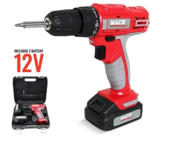 MACE PLUS MT-CD12V/Z Cordless Drill 12v/Z With Variable Speed, Spindle Lock And Lock On Switch + 1x