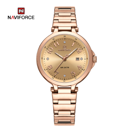 Naviforce NF5031 Ladies Fashion Casual Quartz Waterproof Stainless Steel Wristwatch ROSEGOLD