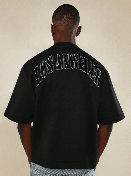 SUMWON Crop Fit Tee With Los Angeles Towel Applique Print