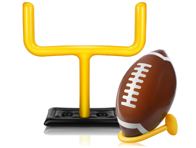 2 Pieces Inflatable Jumbo Football Set Include 36.6" Jumbo Football and 54.3" Inflatable Football Goal for Football Party Game Sport Party Decoration, Outdoor Sport Toy for Practice and Fun