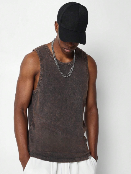 SUMWON Washed Tank Top With Ghosting Number Graphic Print
