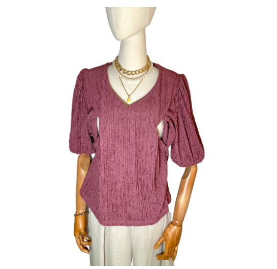 Nursing Blouse Puff Sleeve Plain Bark Nursing Top Breastfeeding Blouse Nursing wear Baptismal Outfit NB6