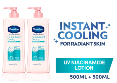 Vaseline Healthy Bright Fresh & Bright Cooling Lotion 500ml (Bundle of 2)