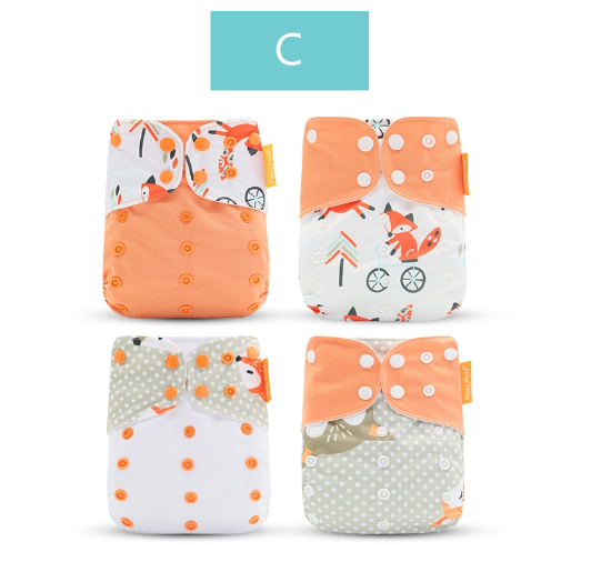 Happyflute 2023 Baby Reborn 4pcs set Washable Eco-friendly Baby Cloth Diaper Ecological Adjustable Nappy Reusable Diaper SET44