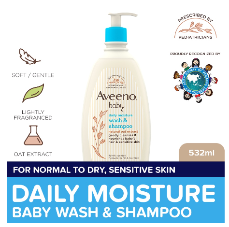Aveeno Baby Daily Wash & Shampoo 532ml - Newborn, For Sensitive Baby Skin, Baby Care, Baby Bath