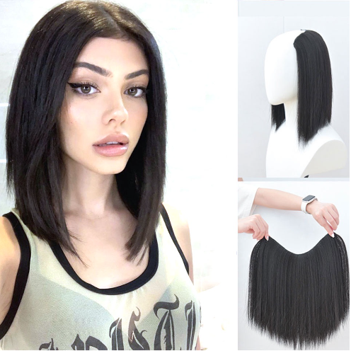 30CM Short Synthetic Natural Clips in Hair Extensions for Women Invisible U-Type Halo Extension Fake False Wigs