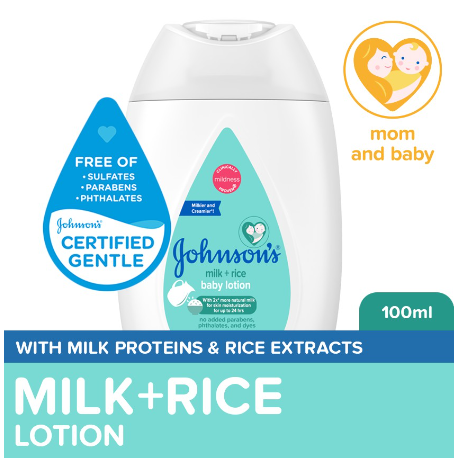 Johnson's Milk+Rice Baby Lotion 100ml-Lotion for Baby,Baby Essentials,Baby Body Lotion,Milk Lotion
