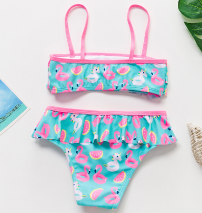 3-12Years Children Girls Bikini Swimsuit Suits NEW 2022 TWO-PIECES Kids Little Girls Summer Bathing Suits Flamingo Bikinis Swimwear