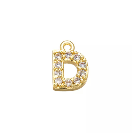 Vnox 9x11.5mm Brass Cubic Zirconia Crystal 26 Letter Charms Pendants for Women Necklace Earring Jewelry Accessories D