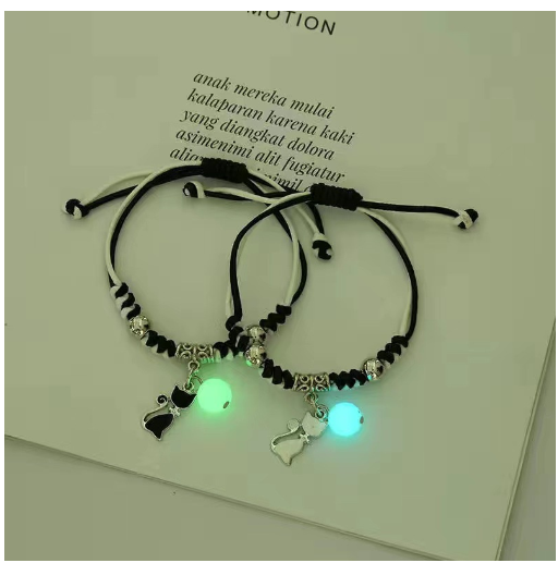 2Pcs Glow in the Dark Luminous Bracelet For Women Adjustable Fashion Women Men Couple Bracelet Best Friends Bracelets B47