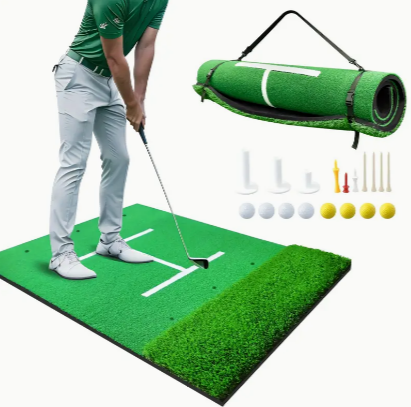 Golf Hitting Mat, Golf Practice Mat For Indoor/Outdoor, Thickened Artificial Turf Mat With PP Grass, Includes Golf Ball, Golf Tee, Impact Tracker Mat