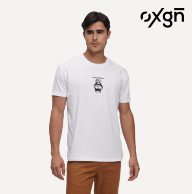 OXGN Space Panda Graphic Print T-Shirt For Men (White)