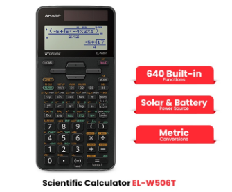 Sharp Scientific Calculators 640 Functions EL-W506T Gray