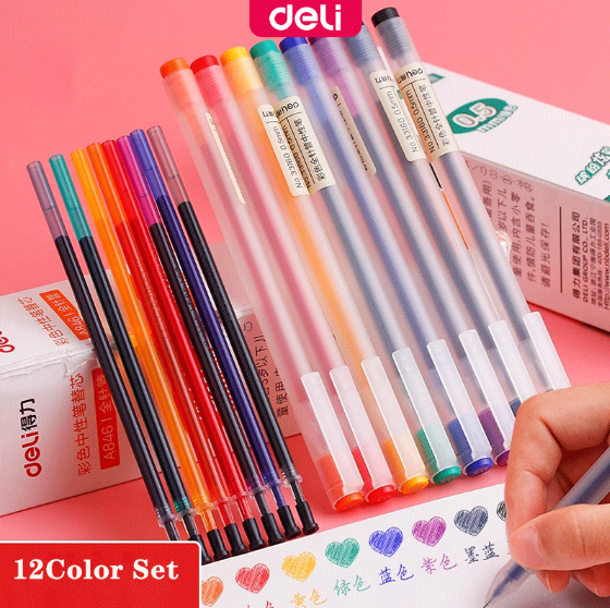 Deli EG119 Color Gel Pen 0.5mm 12 Pcs/Box Smooth Writing Pens