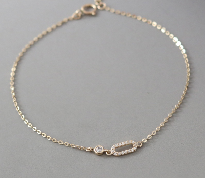 S925 Sterling Silver Gold-Plated Bracelet Women New Style Slim Full Diamond
