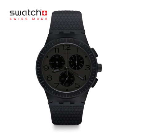 Swatch Chrono Plastic Piege SUSB104 Black Silicone Strap Watch