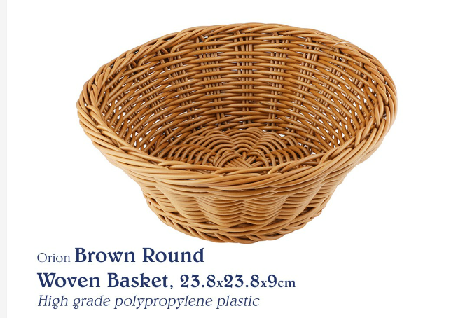 Chef's Classics Hospitality Brown Round PP Woven Basket, 23.8x23.8x9cm