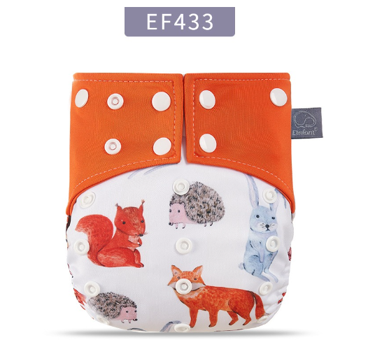 Elinfant Coffee Fiber Inner Baby Cloth Diapers Double Gusset Washable Baby Nappy Without Insert E8