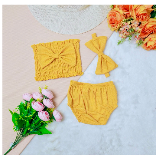 Stacey Smocking Terno For Baby Girl With Turban for 1-24months c6