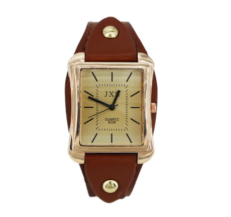 Square simple men's and women's belt watch retro strip nail men's watch student watch F006