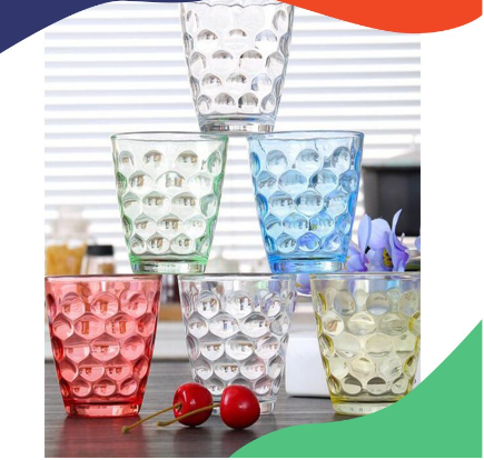 6pcs Colorful Glassware Drinking Glass multi color 168-A2