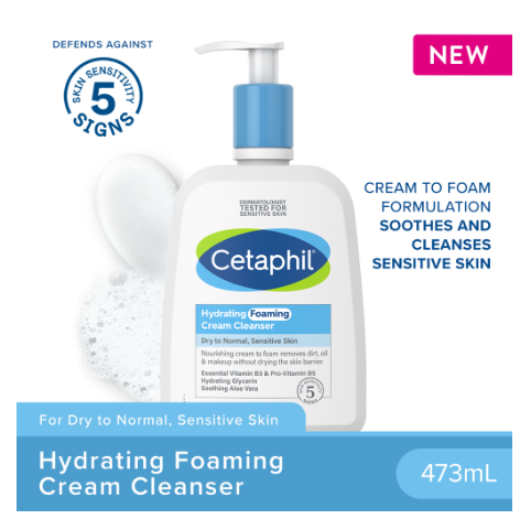 Cetaphil Hydrating Foaming Cream Cleanser 473ml