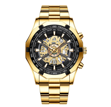 Original Luxury Fashion Hollow Luxury Stainless Steel Waterproof Men's Business Watch Blue Quartz Wrist Watch M1