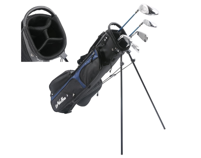 Golf Bag for Men- Black White Stand Golf Bag Lightweight 4 Way Top - Detachable Cute Backpacks Removable Rain Hood,Hybrid Walking Golf Bag with Stand