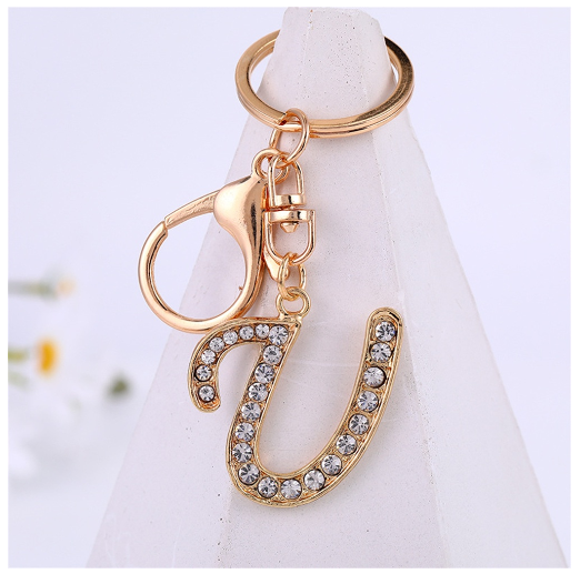 New A-Z 26 Letter Key Chains Stainless Steel Keychain Charm Fashion Accessories Key Ornaments U