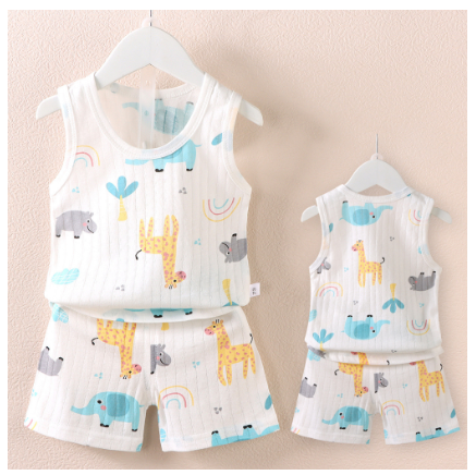 Ready Stock Boys Girls' Cartoon Thin Breathable Sleeveless Vest and Shorts Set BT10