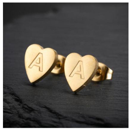 Stainless Steel Cute Small Tiny Heart Initial English Letter Stud Earrings For Women Gold Color Alphabet Jewelry Birthday Gift A