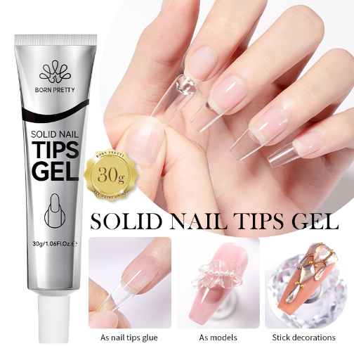 BORN PRETTY Solid Nail Tips Gel Polish for Press On Nails Extension Long Lasting Manicure 30G/15G