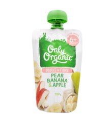 Only Organic Baby Food Pear, Banana & Apple Puree  (6+ mos) 120g