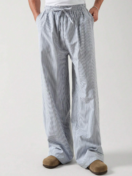 Manfinity UrbanChill Men's Woven Casual Striped Straight Pants