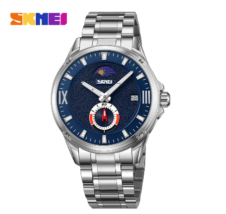 Skmei 9326 Watch for Men Fashion Business Luxury Quartz Watches SILVER BLUE